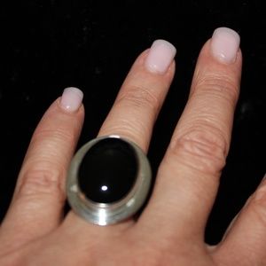 Sterling Silver and Onyx Statement Ring